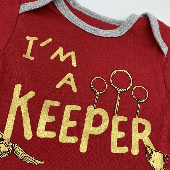 NEW~ HARRY POTTER Baby Rompers 2-Pack 0-3M I'm A Keeper Gryffindor Shortall - Picture 5 of 8